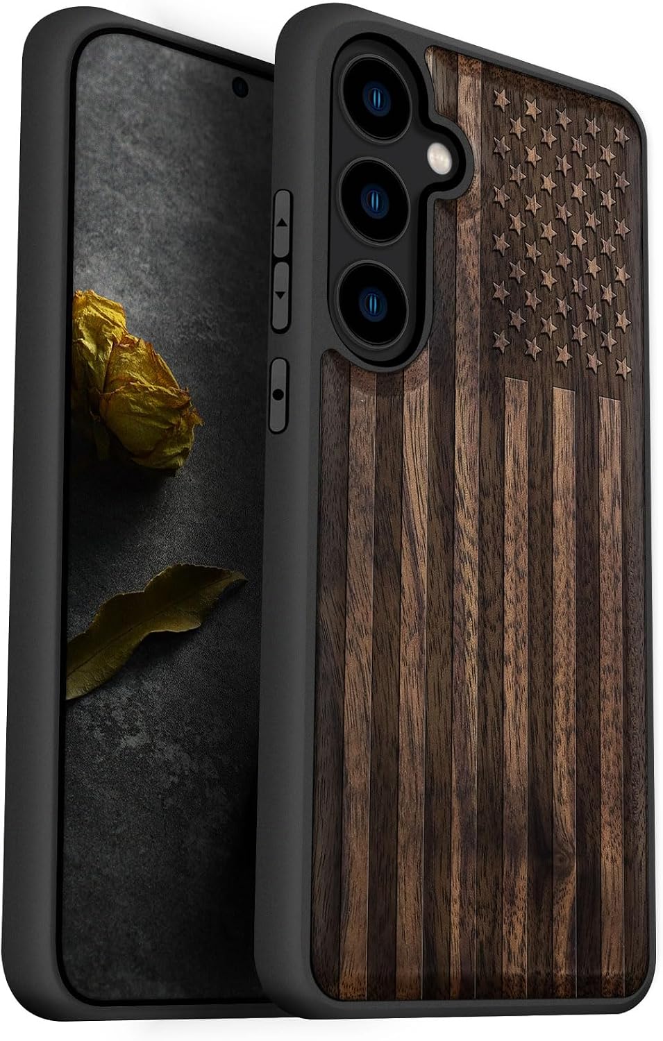 Carveit Wood Case for Galaxy S24, The Classic American Flag