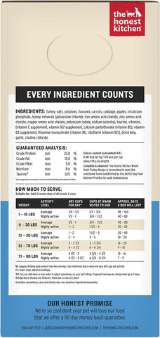 The Honest Kitchen Wholemade Whole Grain Turkey Recipe, Human Grade Dehydrated Dog Food, Just Add Water, Supports Digestion, Skin & Coat, Topper for Dry or Wet Dog Food, 10 lb Box Makes 40 lbs