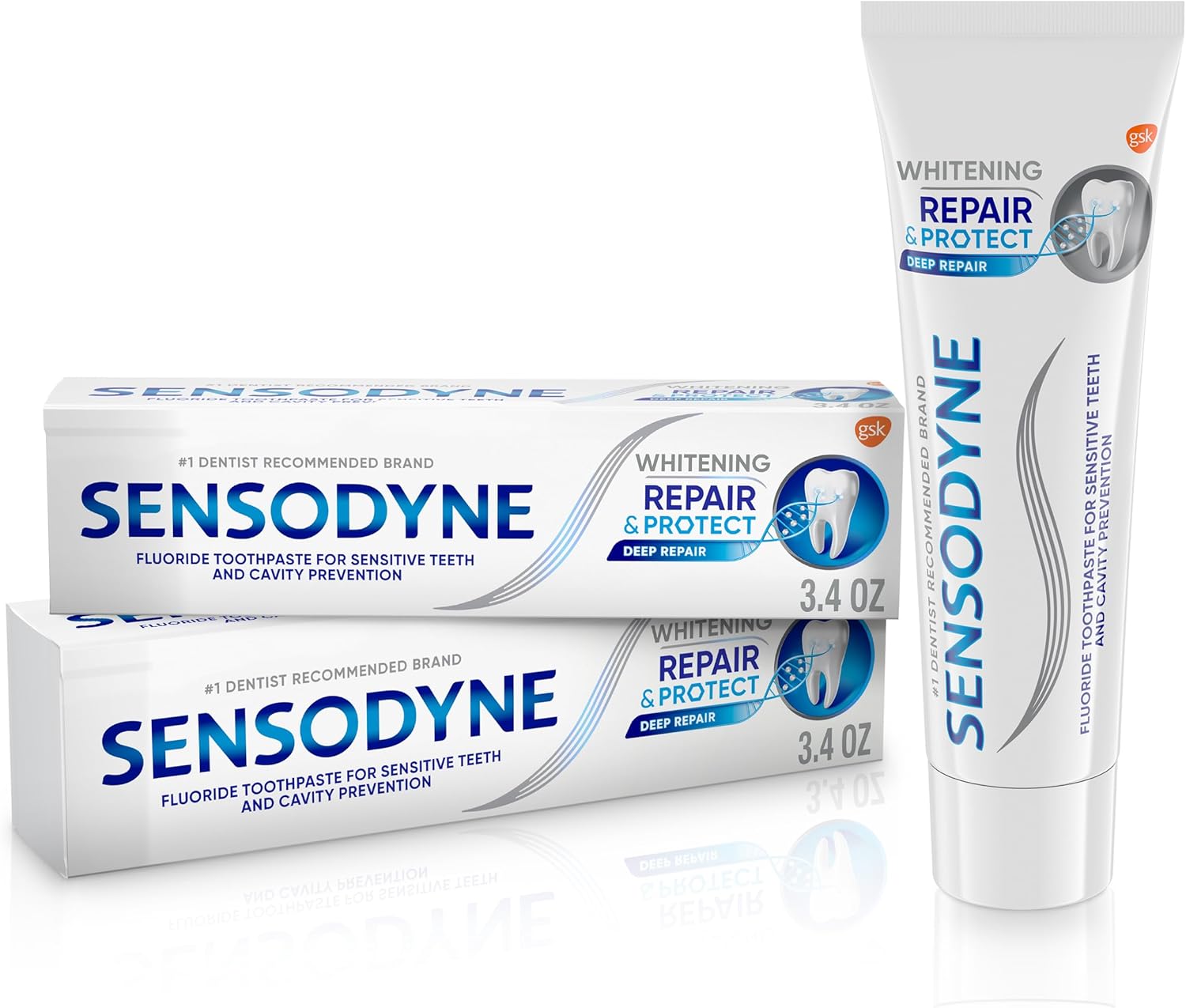 Sensodyne Repair and Protect Whitening Toothpaste, 3.4 oz (Pack of 2)