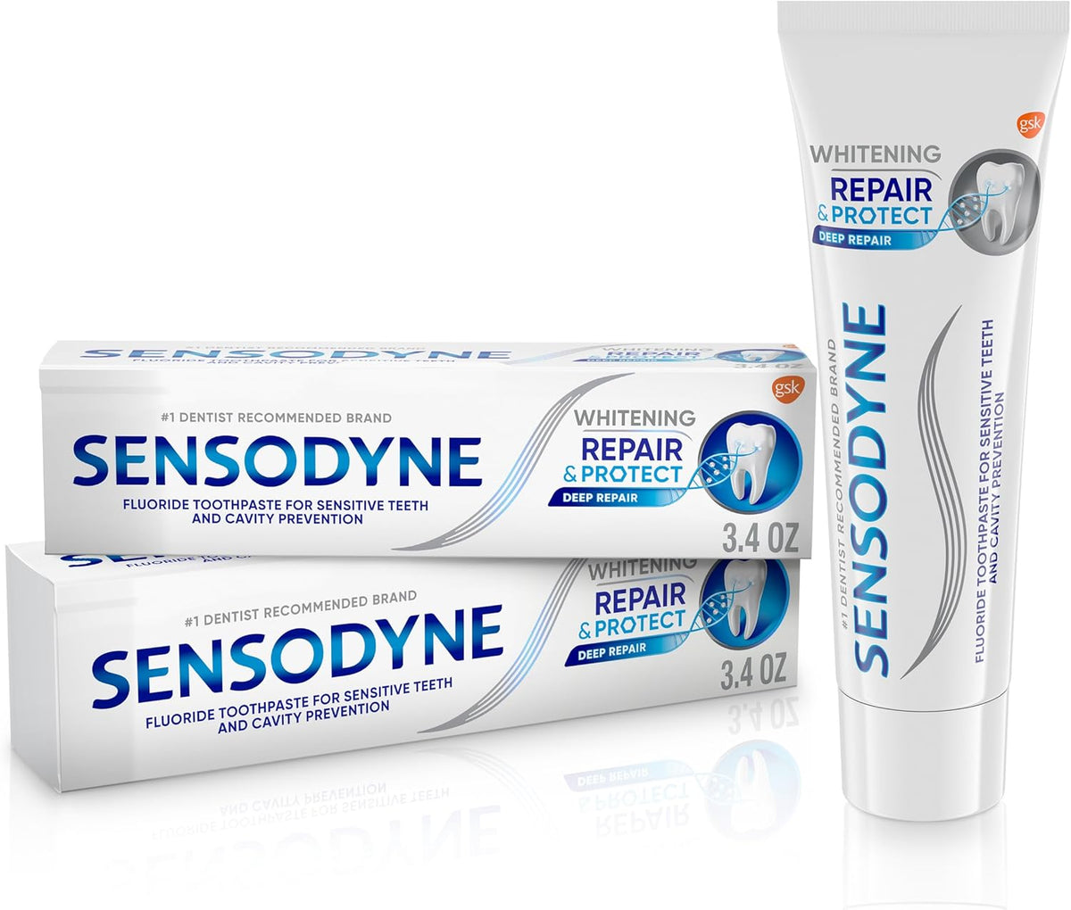 Sensodyne Repair and Protect Whitening Toothpaste, 3.4 oz (Pack of 2)