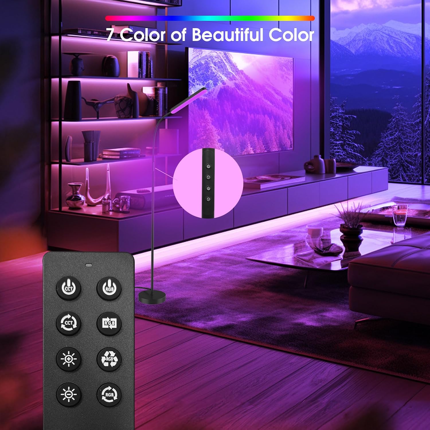 Wio-Mio RGB Floor Lamp, 15W/1000LM LED Floor Lamp with Stepless Dimming