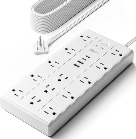 SUPERDANNY 20Ft Extension Cord with Multiple Outlets, Flat Plug Power Strip