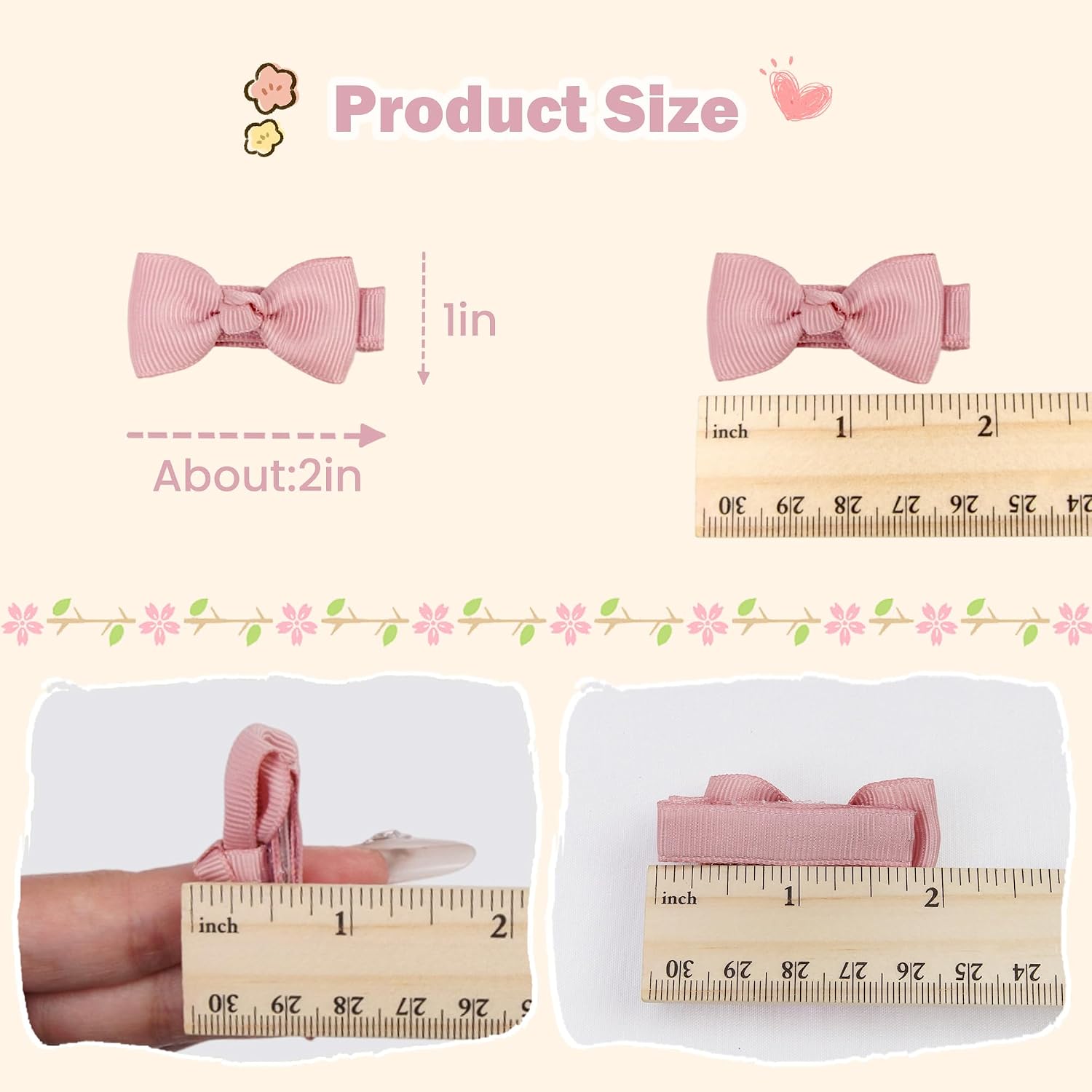 CÉLLOT Baby Hair Clips 50PCS Baby Girls Fully Lined 2" Baby Bows Hair Pins
