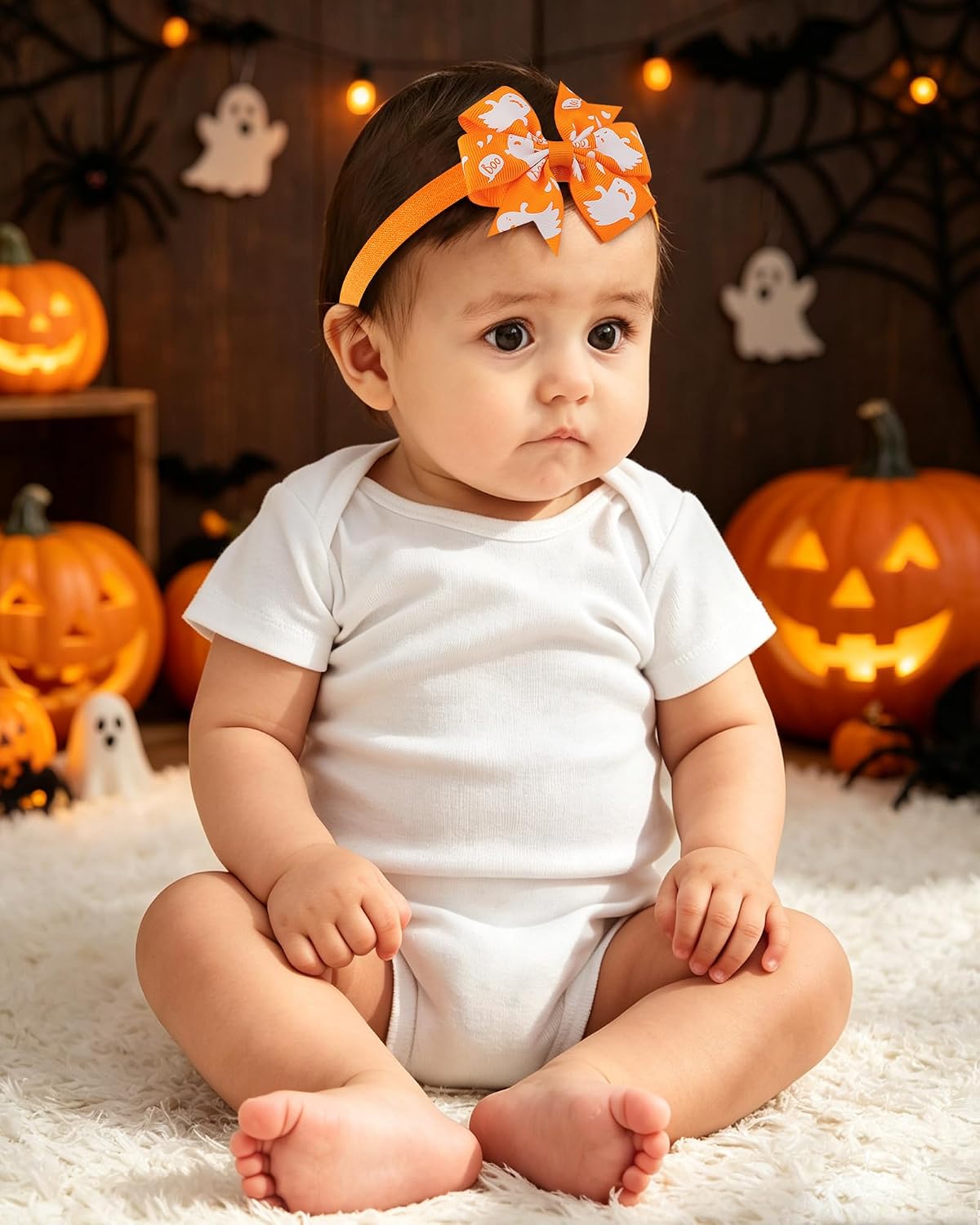 jollybows 6PCS Halloween Bows for Baby Girls, Baby Halloween Headbands