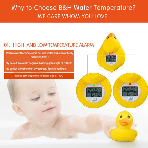 b&h Baby Bath Thermometer, Safety Water Temperature Monitor, Lady Duck