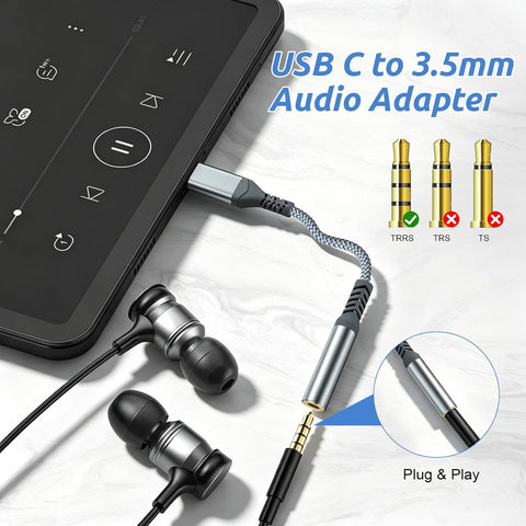 USB C to 3.5mm Audio Headphone Adapte (2 Pack)