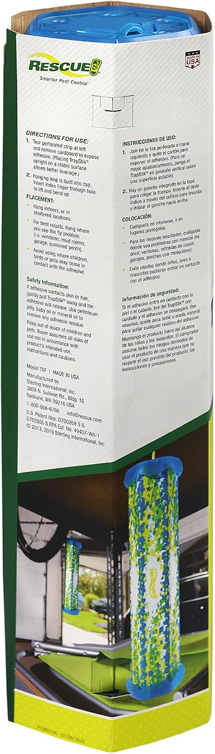 RESCUE! Non-Toxic TrapStik for Flies – Indoor Hanging Fly Trap - 4 Pack