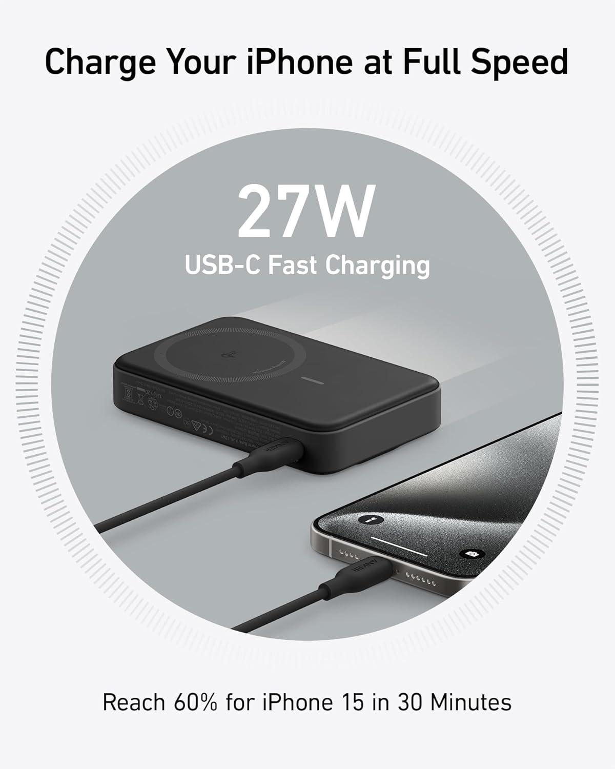 Anker MagGo Power Bank, 10,000mAh Qi2-Certified 15W Max Portable Charger