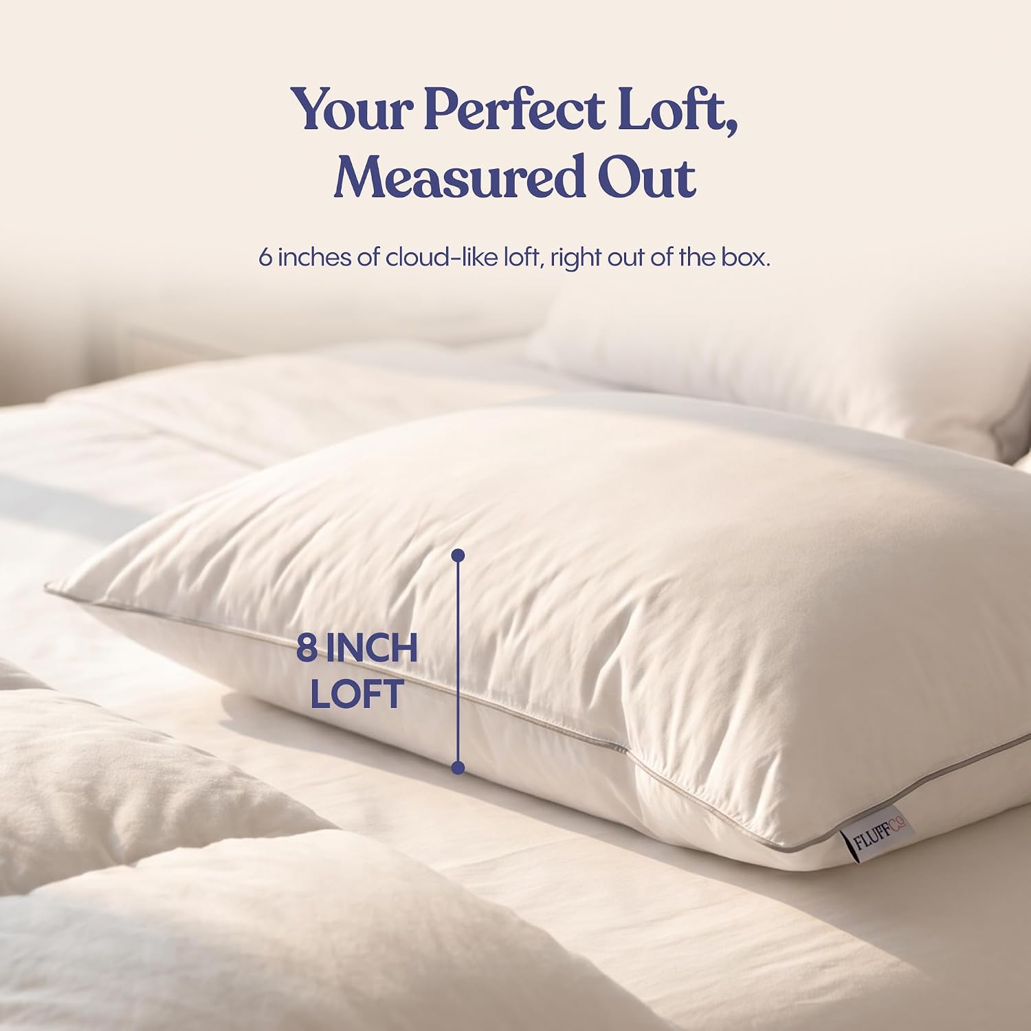 FluffCo Down Alternative Bed Pillows - Standard/Queen Size, Soft (2 Pack)