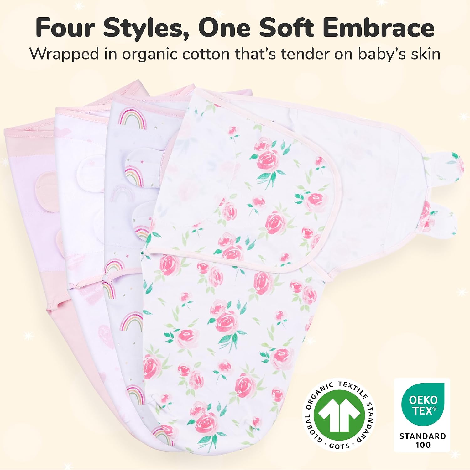 Organic Cotton Baby Swaddle Blanket, Newborn Swaddle Sack, Swaddler 7-14 lb
