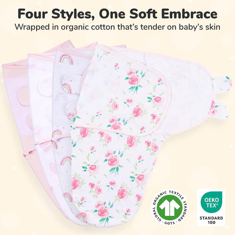 Organic Cotton Baby Swaddle Blanket, Newborn Swaddle Sack, Swaddler 7-14 lb