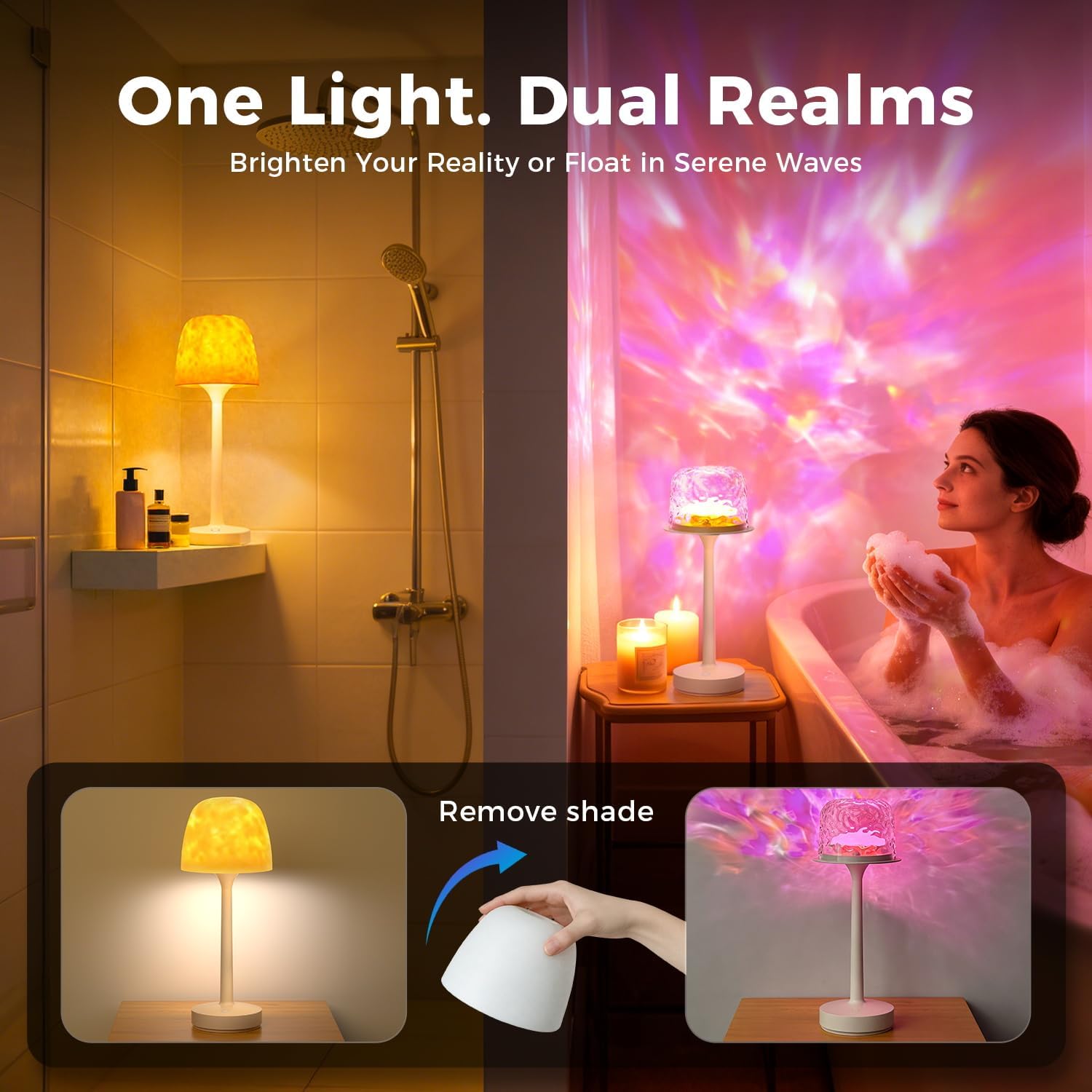 Waterproof Shower Lamp Rechargeable LED Ocean Projector Outdoor Table Lamps