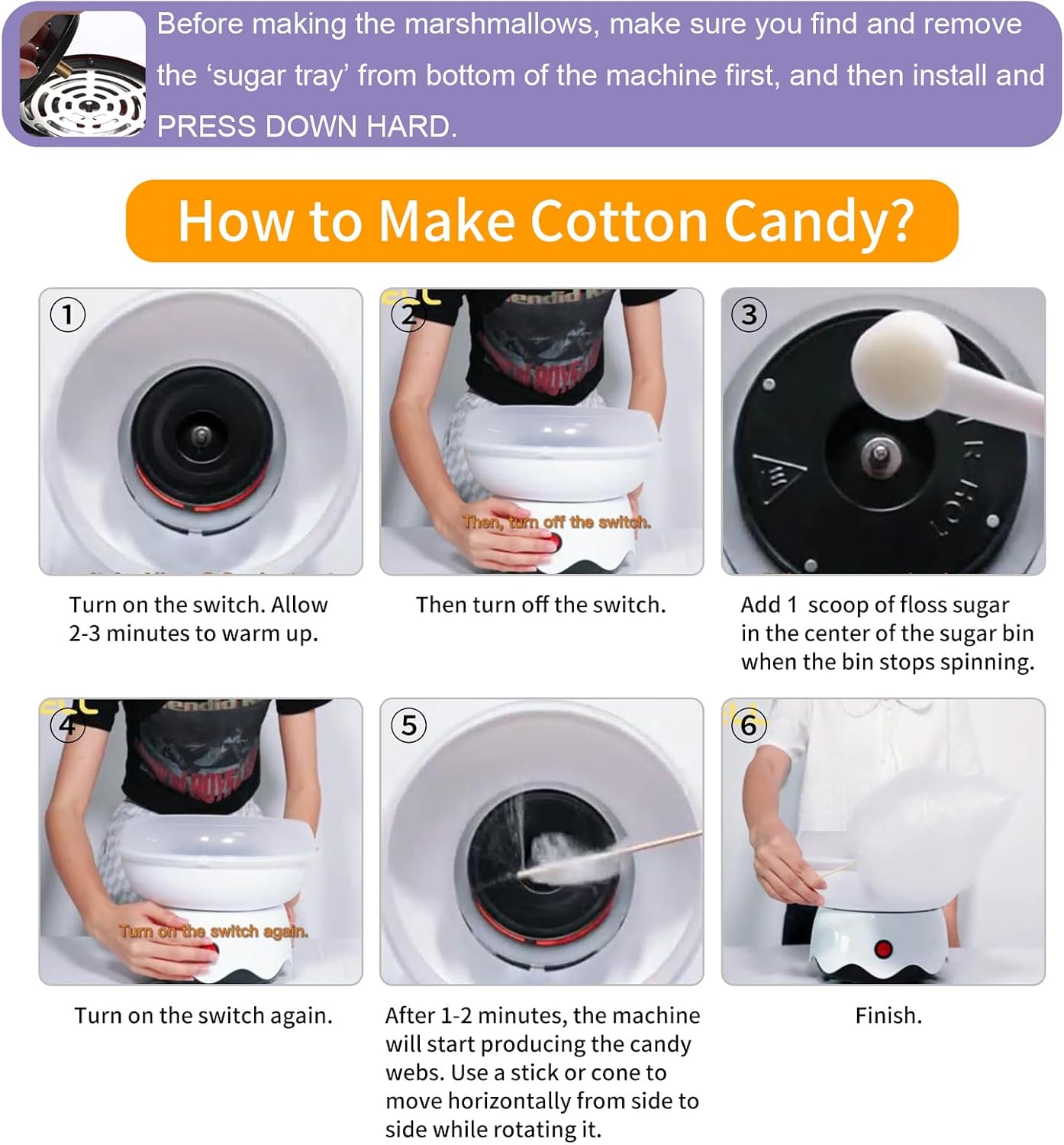 Cotton Candy Maker for Christmas Gifts, Birthday Party, Easy to Use & Clean