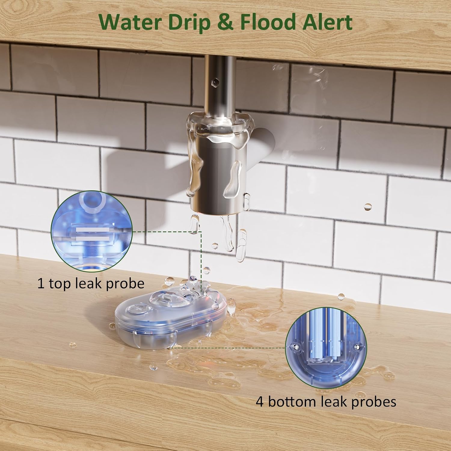 5 Pack Water Leak Detectors for Home, 100dB Water Flood Sensor Alarm Clear