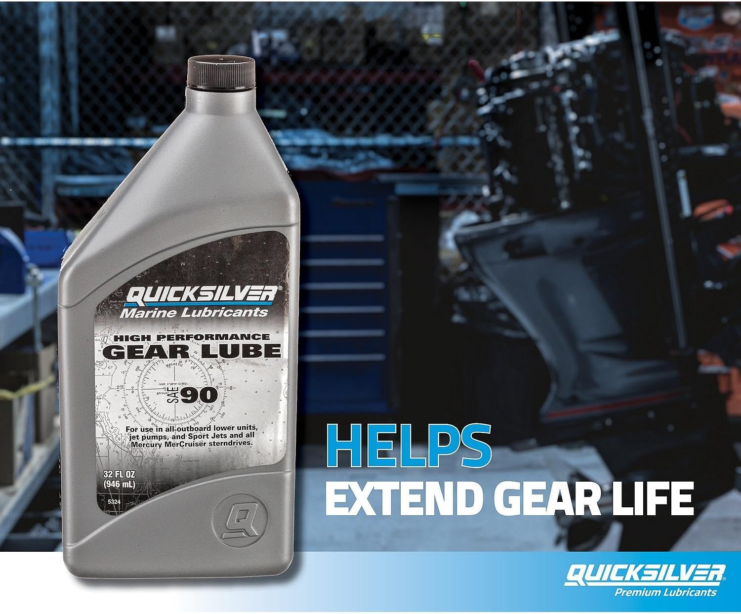Quicksilver SAE 90 High Performance Gear Lube for Outboards and Sterndrives, 32 oz