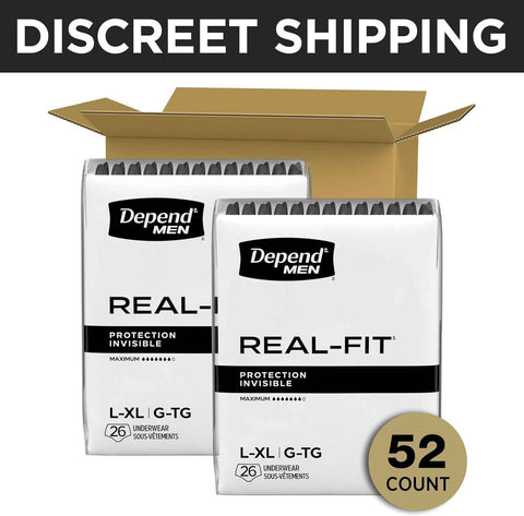 Depend Real Fit Incontinence Underwear for Men, L/XL, 52 Count