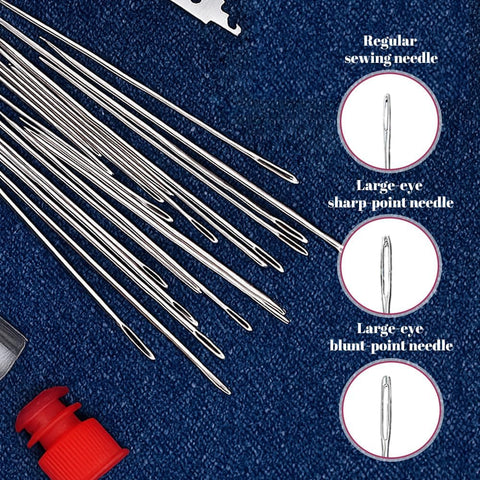 2025 New Big Eye Steel Sewing Needles Kit, 37Pcs Sewing Tool Set Fix Anything Anytime Portable Beginner-Friendly, Upgrade Needle Thread Hand DIY Embroidery Crafting Kit Tool (37Pcs)