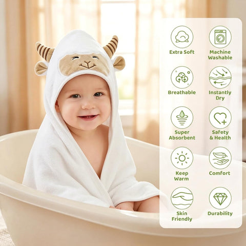 12 PCS Baby Bath Towels Set for Infants Toddlers Essentials (Deep Green, White, Grey, Brown)