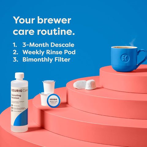 Keurig 3-Month Brewer Maintenance Kit Includes Descaling Solution, Water Filter Cartridges & Rinse Pods, Compatible Classic/1.0 & 2.0 K-Cup Coffee Makers, 7 Count