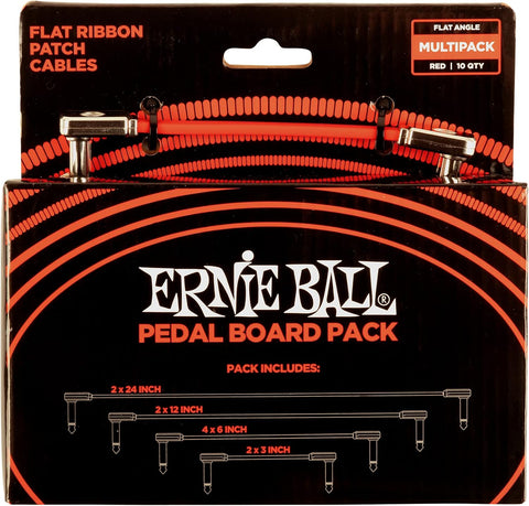 Ernie Ball Flat Ribbon Patch Cable Pedalboard Multi-Pack, Black (P06224)