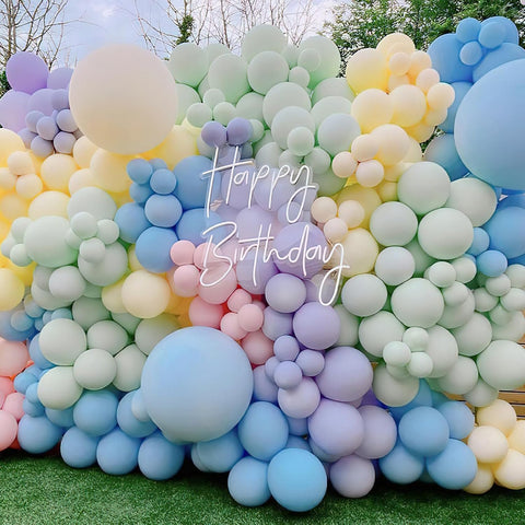 PartyWoo Pastel Balloons 100pcs Pastel Rainbow Balloons 12 Inch