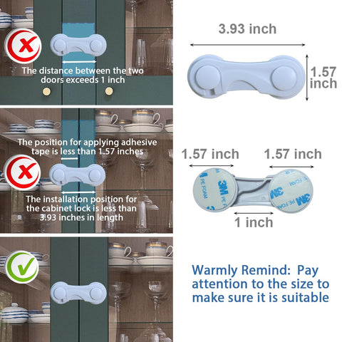 Cabinet Door Locks for Baby Proofing and Child Safety, 4 Pack Childproof Cabinet Locks with Adhesive for Drawer Cupboards Fridge Closet and Pantry, Child Proof Latch for Protecting Kids (White-4PCS)