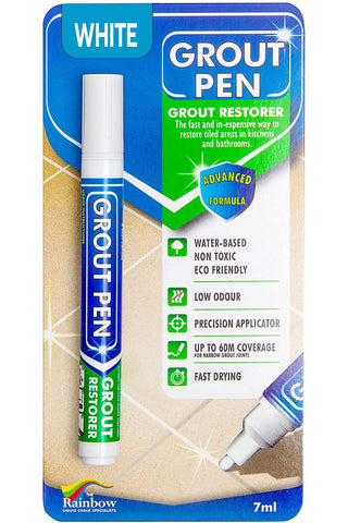 Grout Pen White Tile Grout Paint Marker Restorer - Narrow 5mm Tip (7mL)