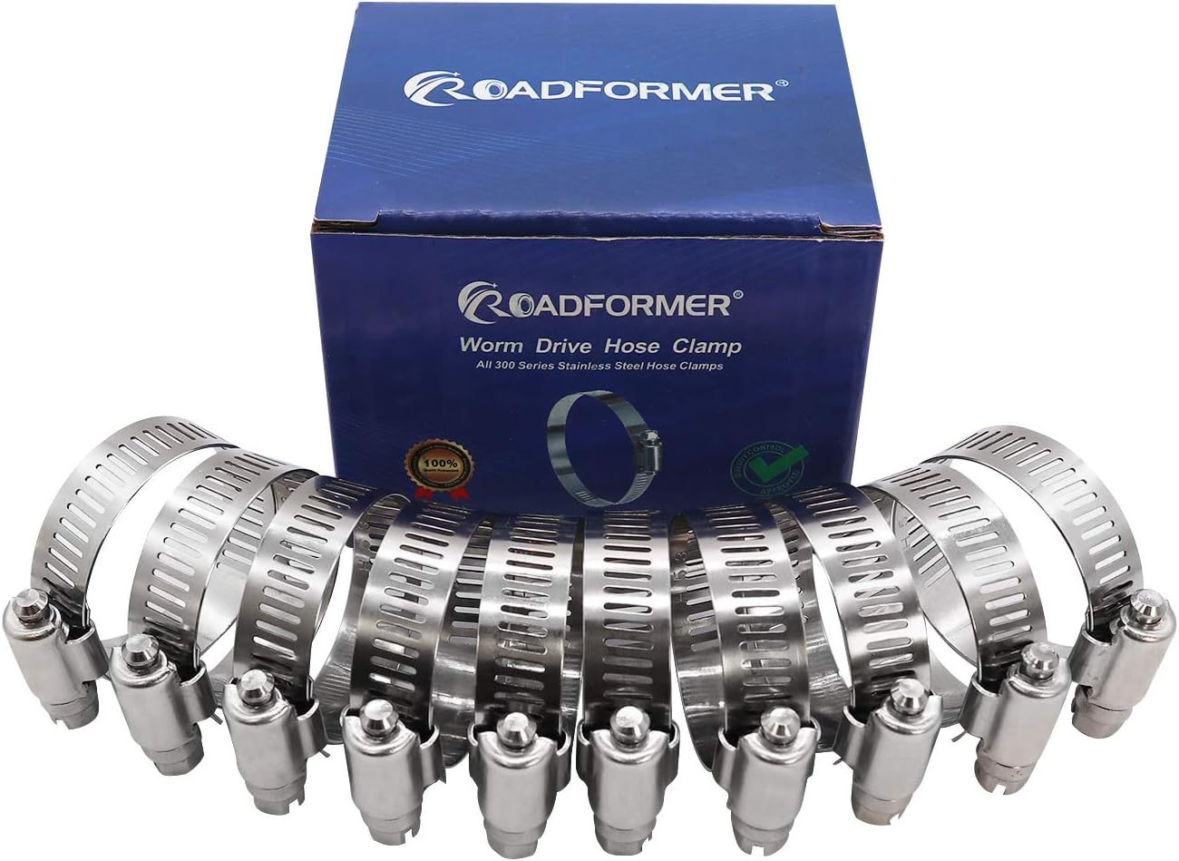 ROADFORMER 2 inch Hose Clamp Full Stainless Steel: 40mm - 64mm, 10 Pack