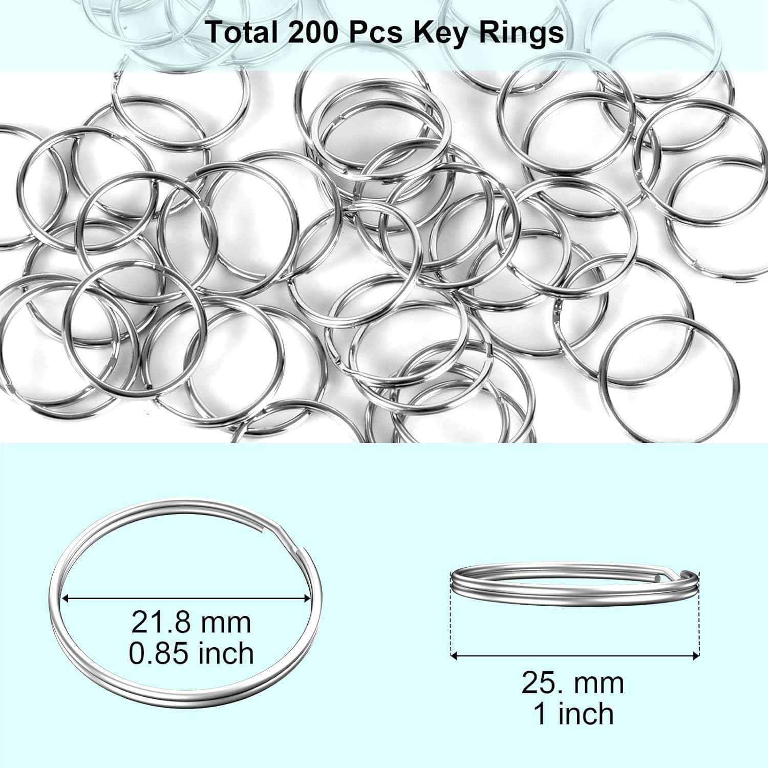 100PCS Key Rings Bulk, Split Key Rings, Keychain Rings and Crafts 1 inch (25mm)