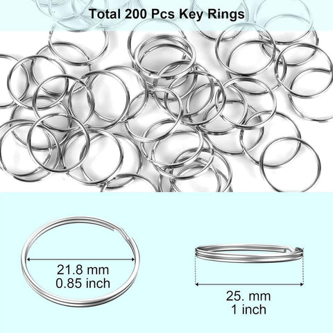 100PCS Key Rings Bulk, Split Key Rings, Keychain Rings and Crafts 1 inch (25mm)