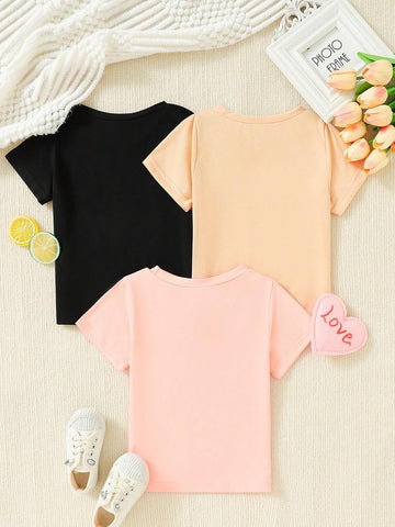 SOLY HUX Toddler Girl's Graphic tees Short Sleeve Crew Neck t Shirt Casual Summer tee Tops 4 Piece Set