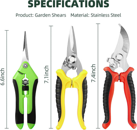 EWPJDK 3 Pack Garden Pruning Shears Scissors Clippers (Multicolor)