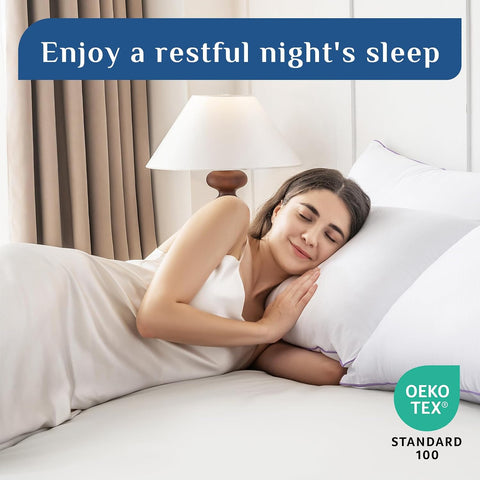 JOLLYVOGUE Firm Pillows Queen Size Set of 2, Supportive Bed Pillows with Oeko-Tex Certified Down Alternative Fill, Luxury Hotel Quality for Back, Stomach and Side Sleepers