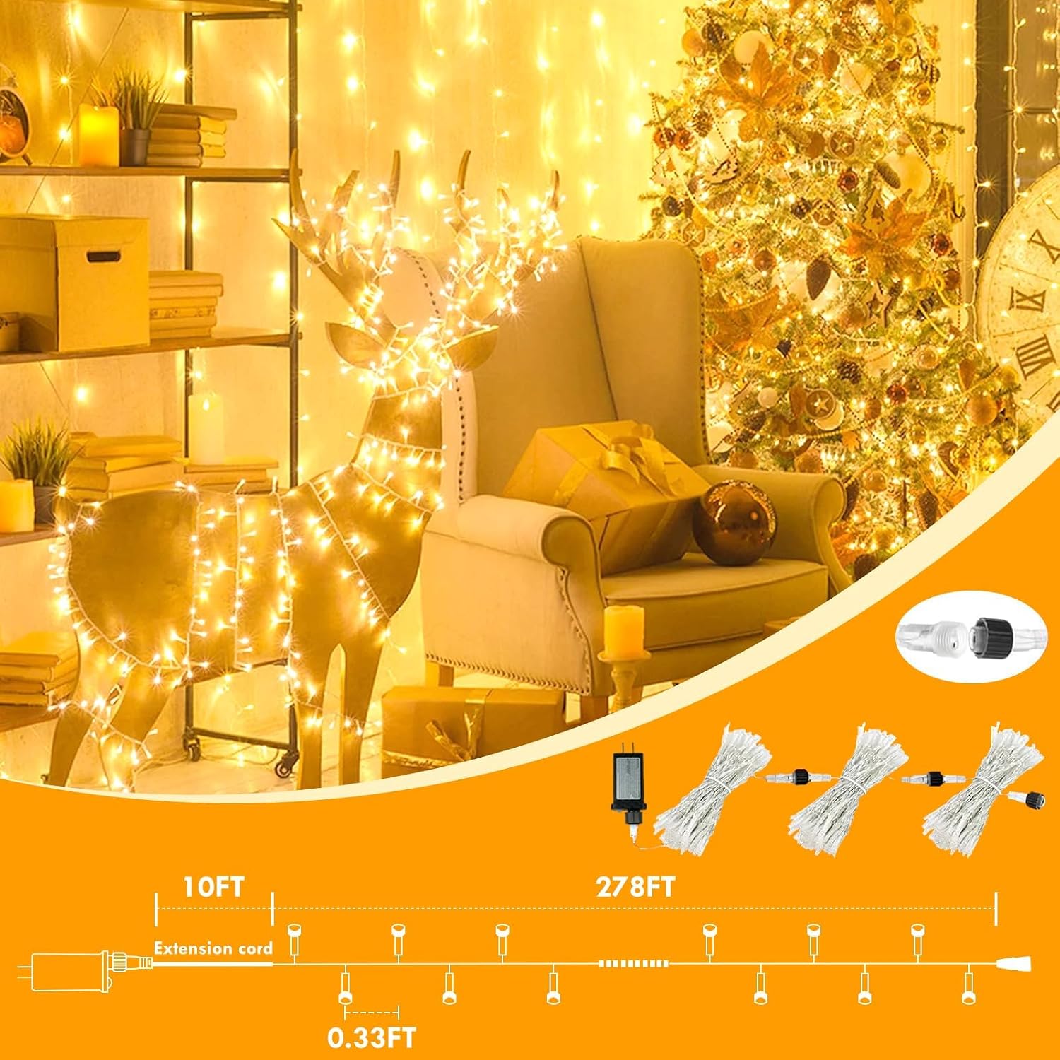 KAQ 800LED 288Ft String Lights, Christmas Lights Indoor Outdoor