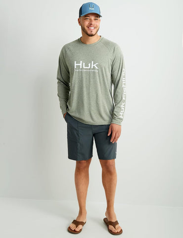 Huk Men's Americana Flag Pursuit | Long Sleeve Performance Fishing Shirt with +30 UPF Sun Protection