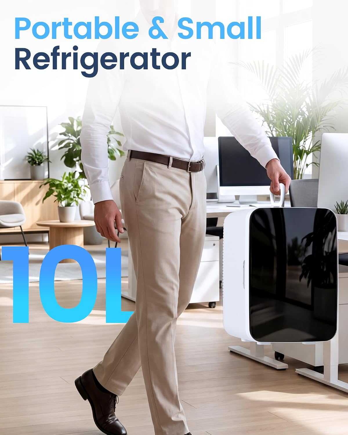 Electactic 10L Compact Mini Fridge, AC/DC Small Refrigerator, White