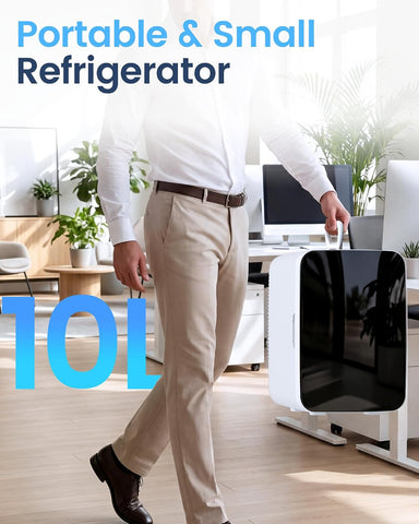 Electactic 10L Compact Mini Fridge, AC/DC Small Refrigerator, White