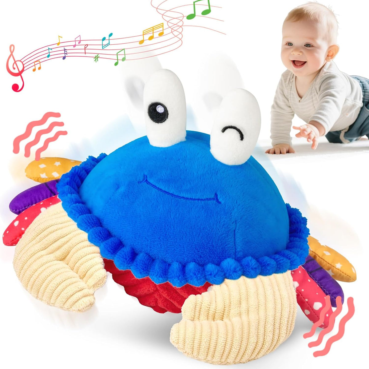 Interactive Crawling Crab Baby Toy, Musical Toy with 40 Songs & Recording