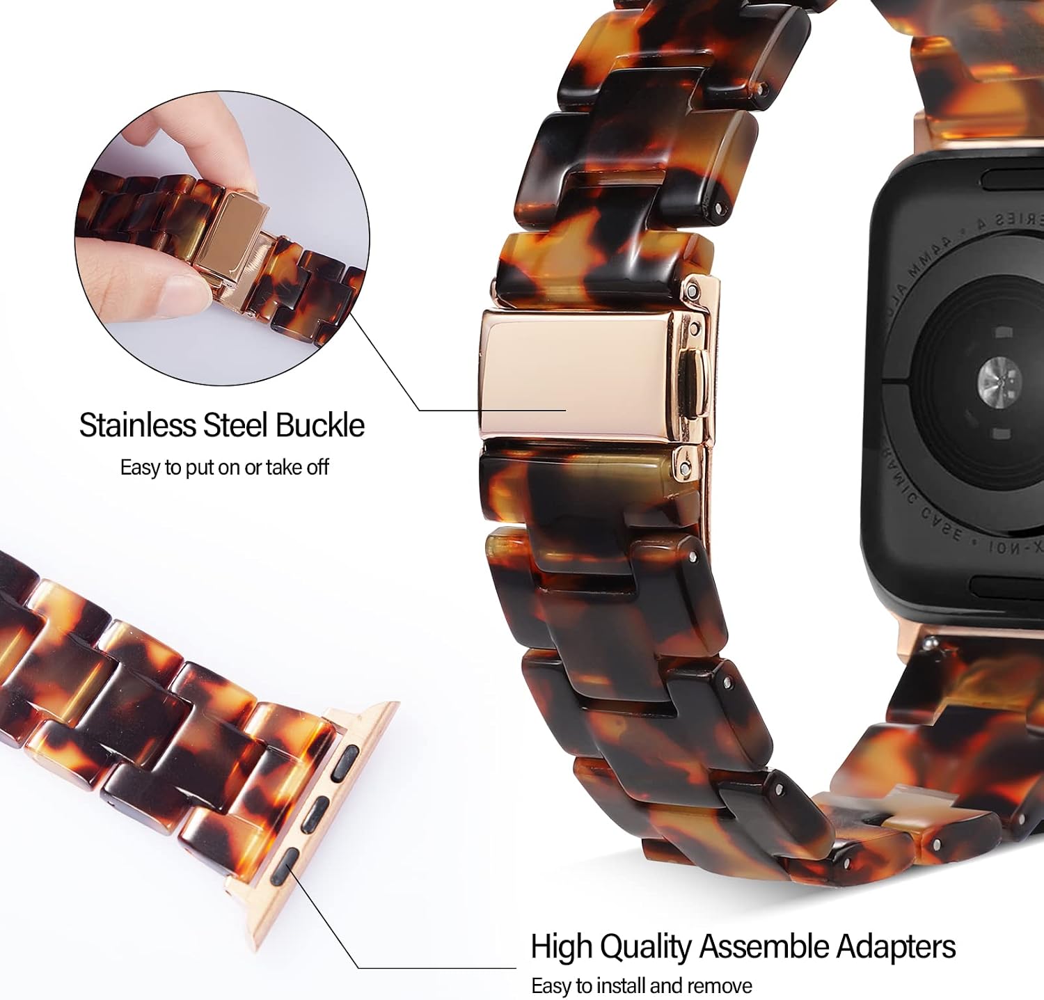 HOPO Resin Bands Compatible With Apple Watch Band iWatch Band For Women Men