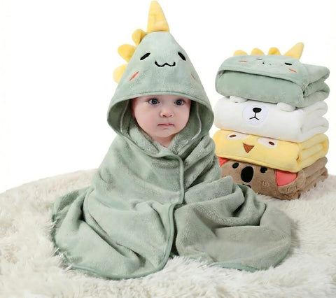 Hooded Baby Towel - Premium Soft Bath Towel for Baby, Newborn,Infant - Ultra Absorbent,Natural Baby Stuff Towel, Soft Coral Velvet Coral Fleece Bath Towel for Boys and Girls (Green Elephant)