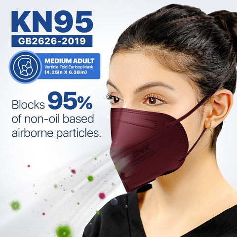 AccuMed BNX KN95 Face Masks Made in USA (Adult Large, Adult Medium, Kids Small) (Earloop) (Model: E95/E95M/E95S)