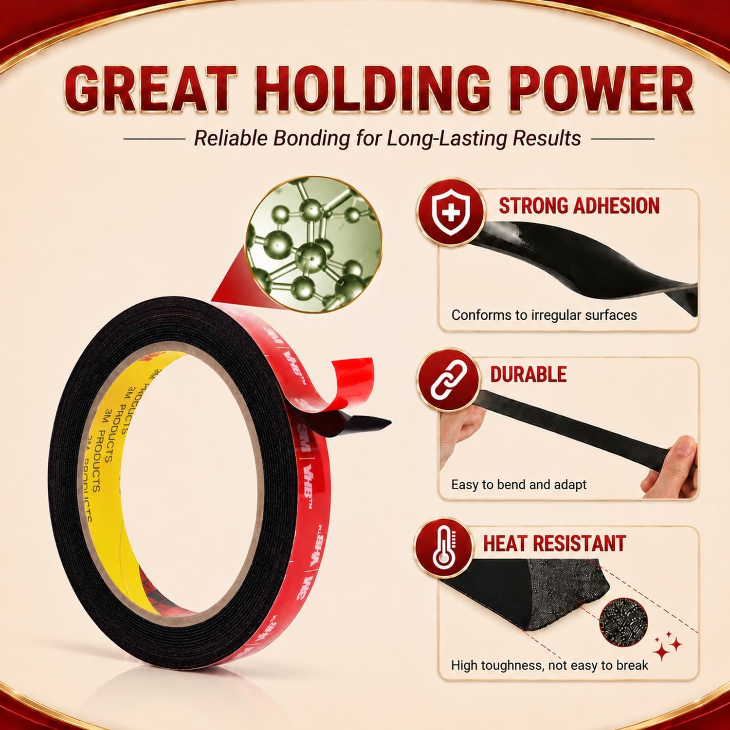 Ohayooz Extra Strong Double Sided Tape Heavy Duty 10FT