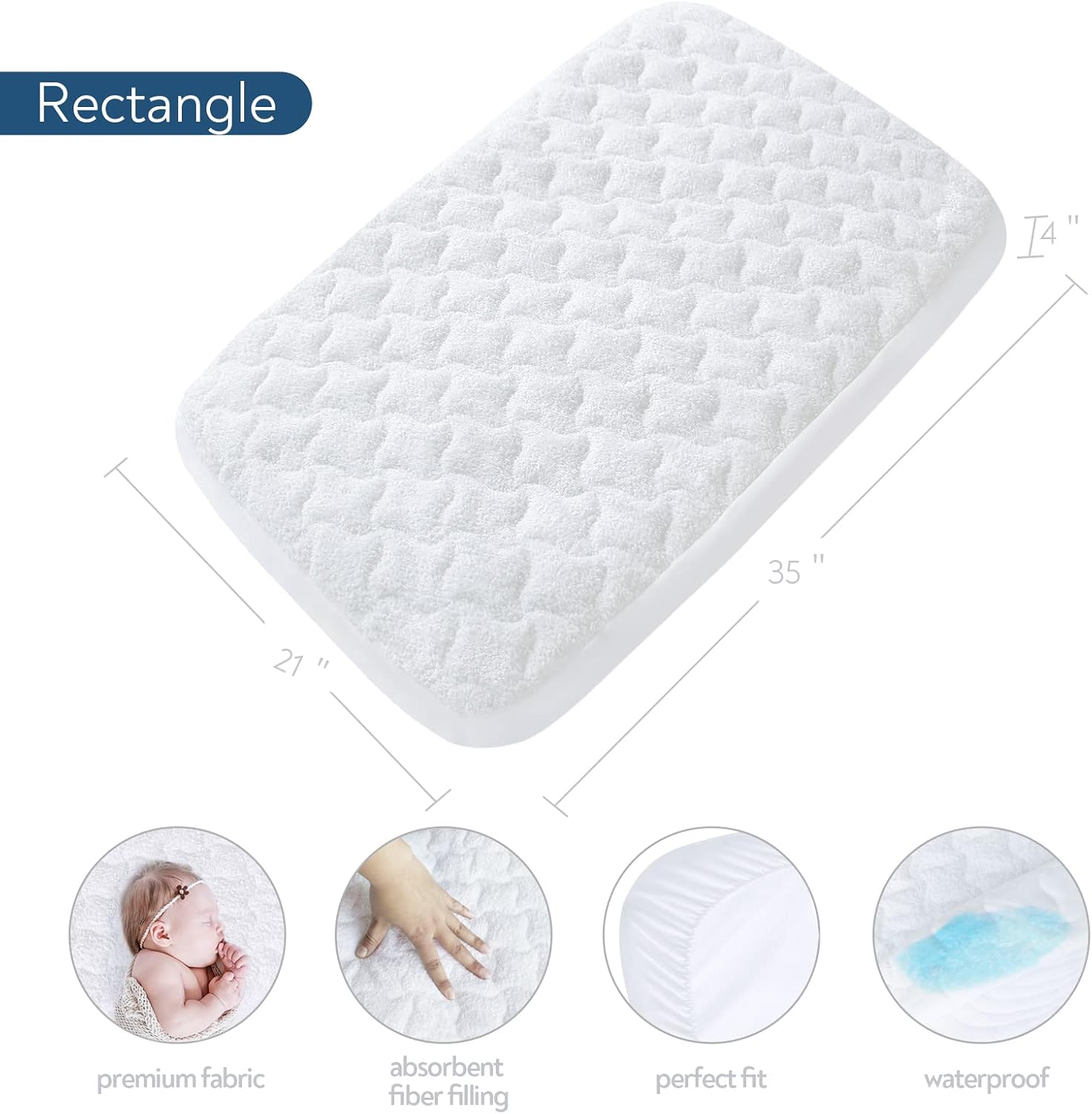 Bassinet Mattress Pad Cover 20" x 28"-Fit for Graco Travel Lite Crib