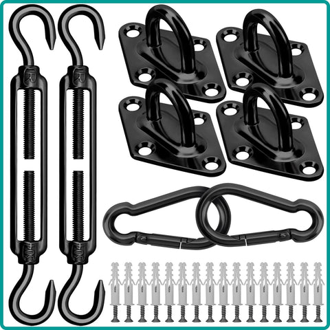 HYASIA Sun Shade Sail Hardware Kit 6 Inch for Rectangle & Triangle Shade Sail Install, Stainless Steel ShadeSail Fixing Accessories for Outdoor Patio Canopy Garden, Heavy Duty Awning Attachment 40 Set