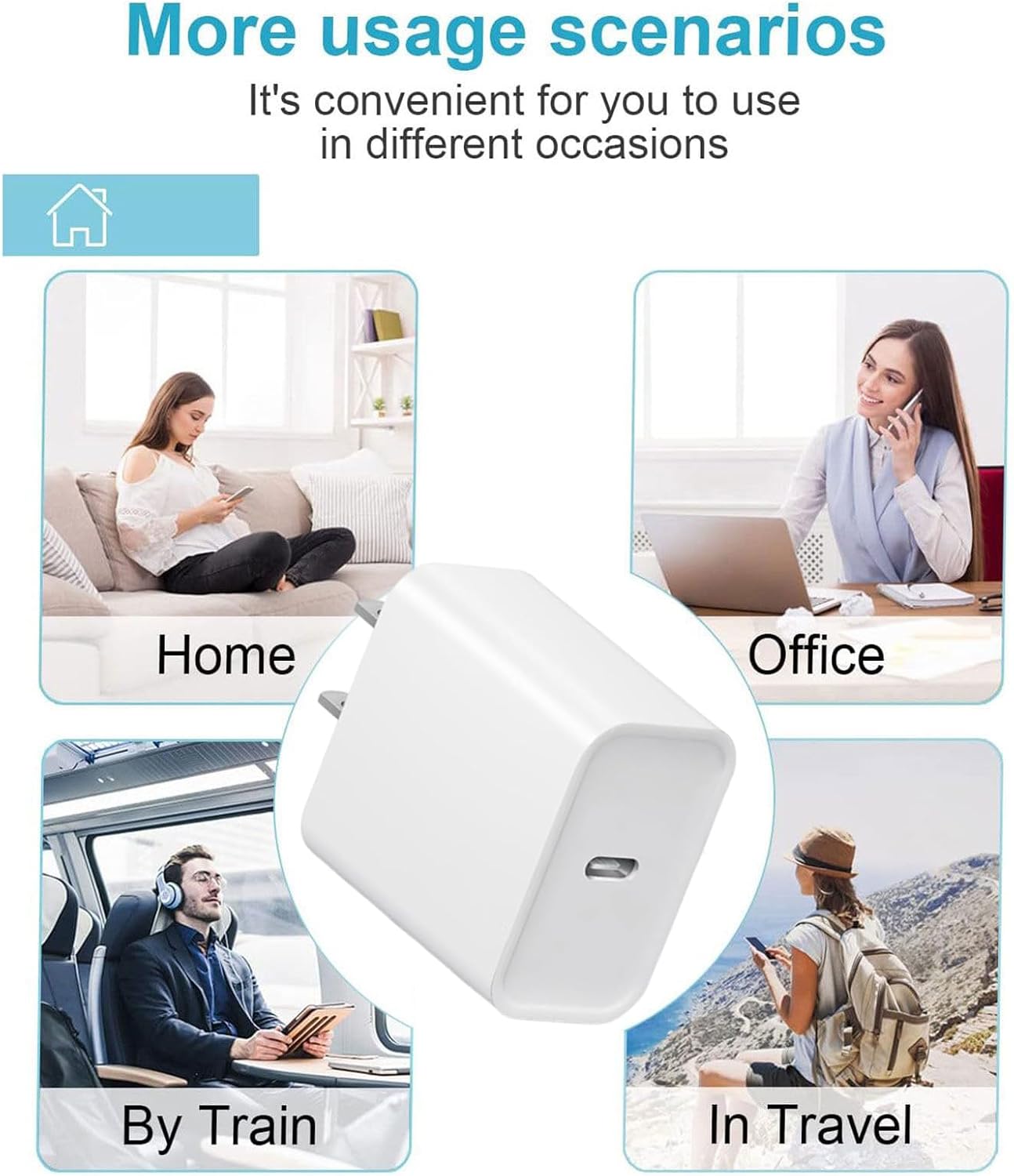 20W Fast Charger, 3 Pack USB-C Port Charger with Type C-C Cable