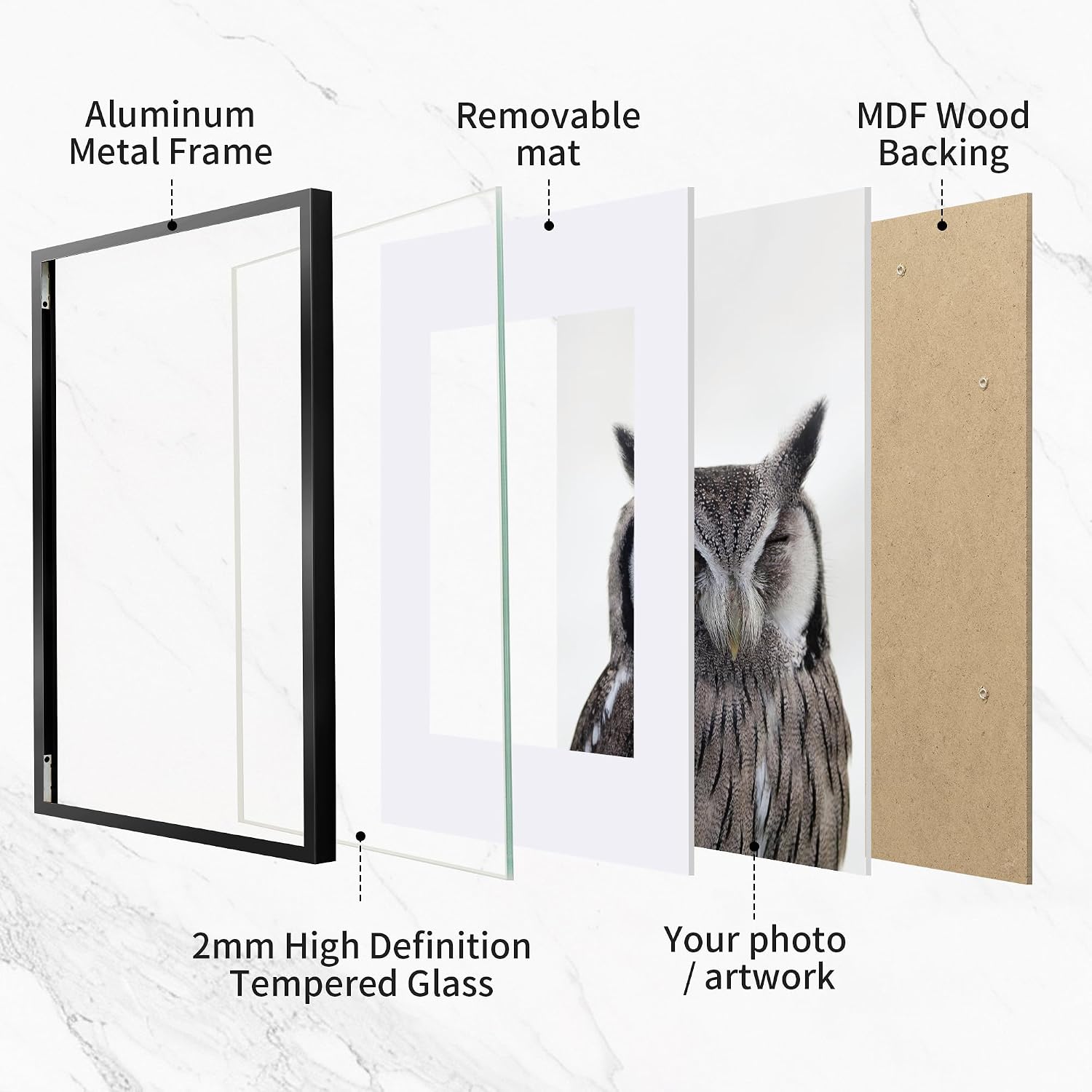Fun Memories A2 Picture Frame Black, High End Metal 16.5 x 23.5 Poster Frames for Wall, A2 Photo Frame with Mat A3, Tempered Glass, 1 Pack
