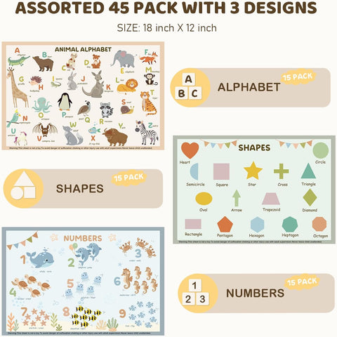 Disposable Placemats for Baby & Toddlers, 45 Pack Baby Disposable Placemats for Restaurants, Disposable Table Mats for Babies, Kids Placemats for Travel, Dining Out & Daily Use (Beige)