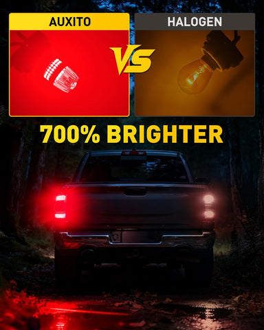 AUXITO Latest 1156 LED Bulbs Red Brake Lights Tail Lights, 700% Brighter 7506 BA15S P21W 1141 1003 LED Bulbs with Projector for Stop Third Brake Backup Reverse Tail Turn Signal Marker Light, Pack of 2
