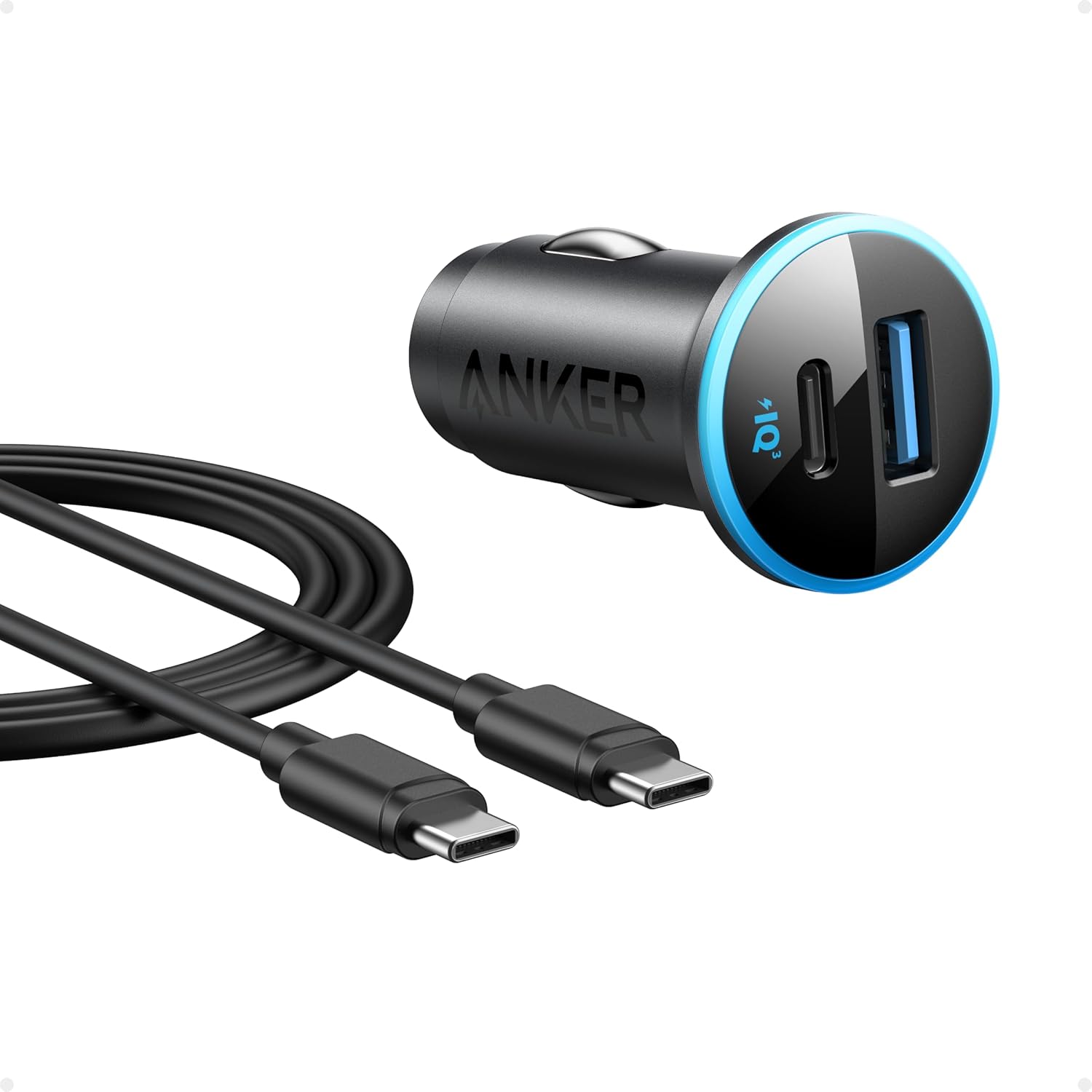 Anker 323 52.5W USB C Car Charger with 30W PowerIQ 3.0 Fast Charging