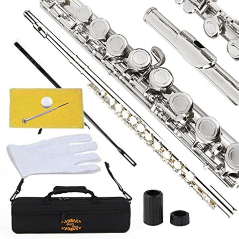 Glory Closed Hole C Flute With Case, Tuning Rod and Cloth,Joint Grease and Gloves Green